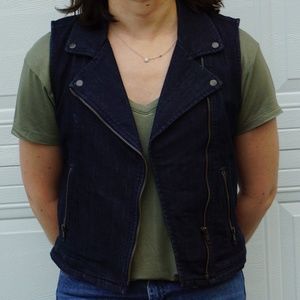 LOFT denim asymmetical zipper vest